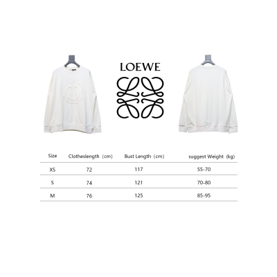 Loewe Hollow Smiley Face Round Neck Hoodie White 02