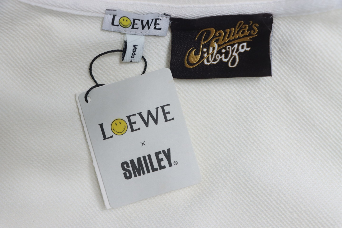 Loewe Hollow Smiley Face Round Neck Hoodie White