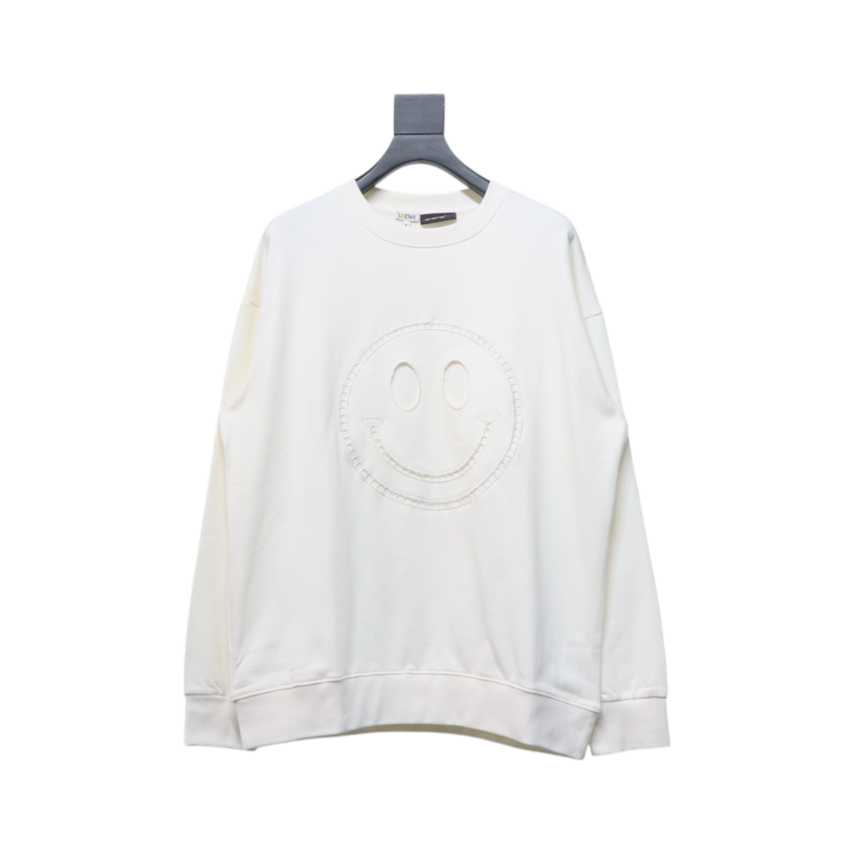 Loewe Hollow Smiley Face Round Neck Hoodie White