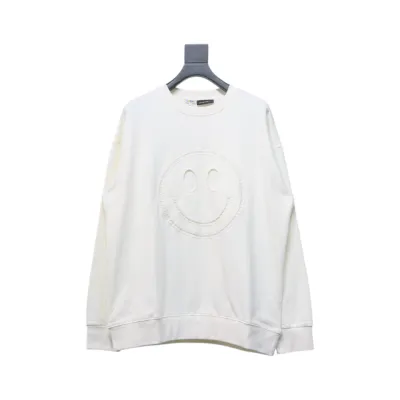 Loewe Hollow Smiley Face Round Neck Hoodie White 01