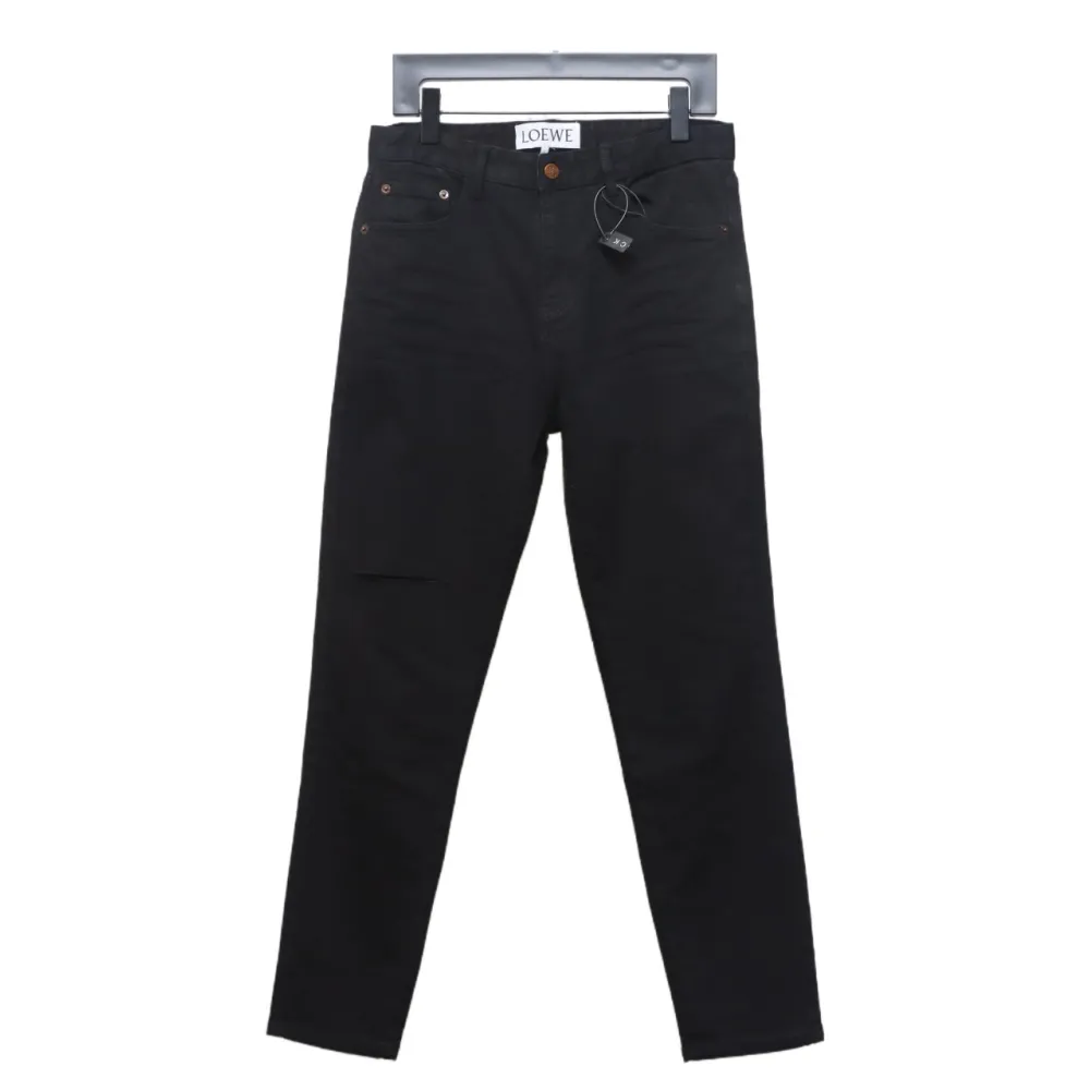 Loewe Jeans With Flame Embroidery And Logo On The Back Black