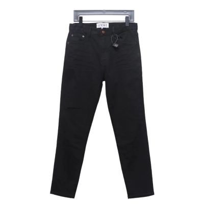 Loewe Jeans With Flame Embroidery And Logo On The Back Black 01