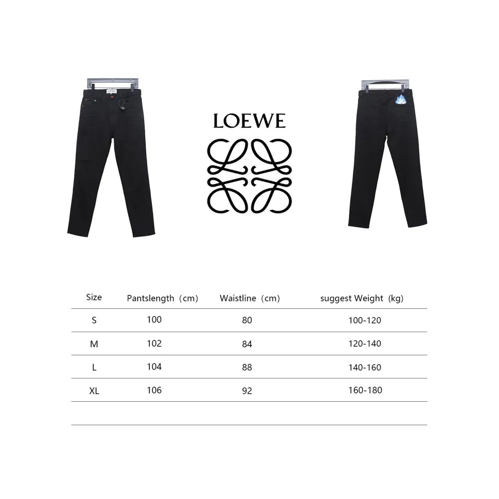Loewe Jeans With Flame Embroidery And Logo On The Back Black
