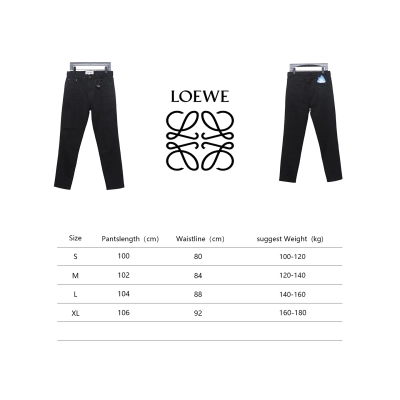 Loewe Jeans With Flame Embroidery And Logo On The Back Black 02