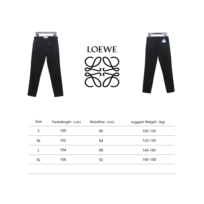 Loewe Jeans With Flame Embroidery And Logo On The Back Black