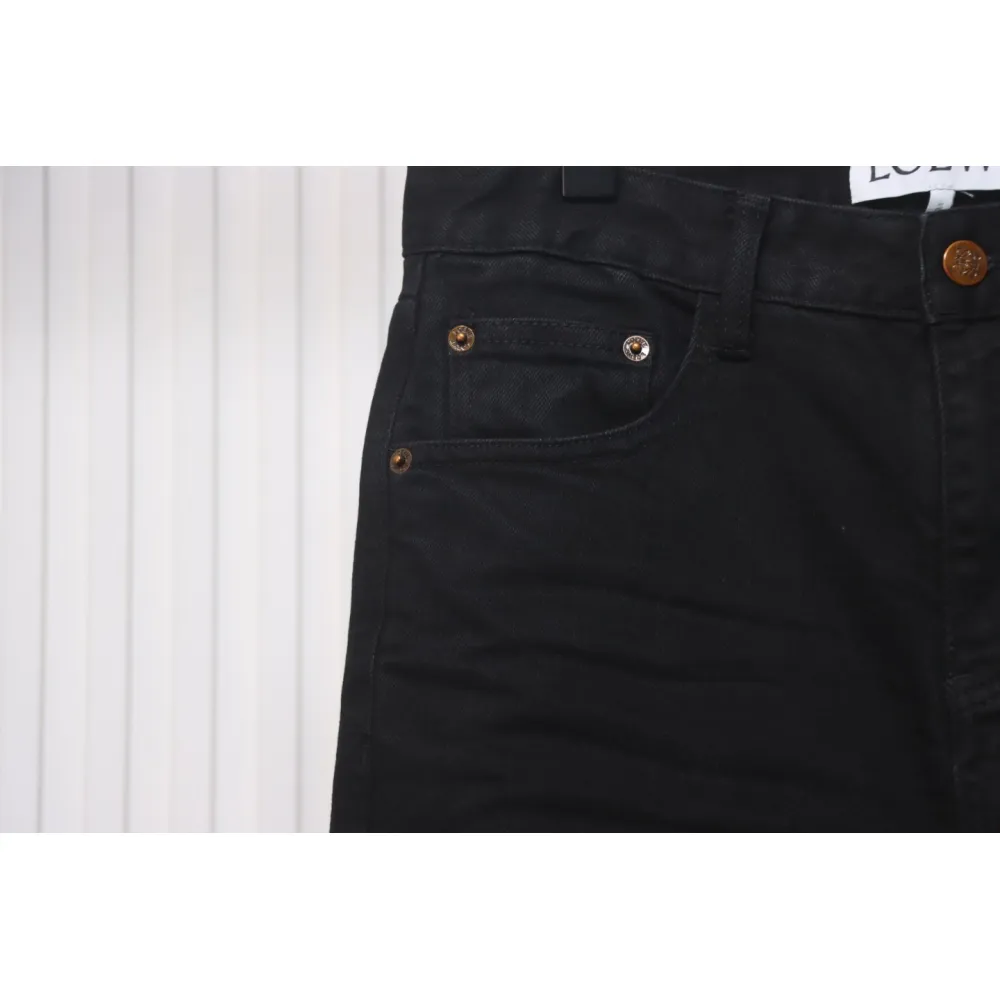 Loewe Jeans With Flame Embroidery And Logo On The Back Black