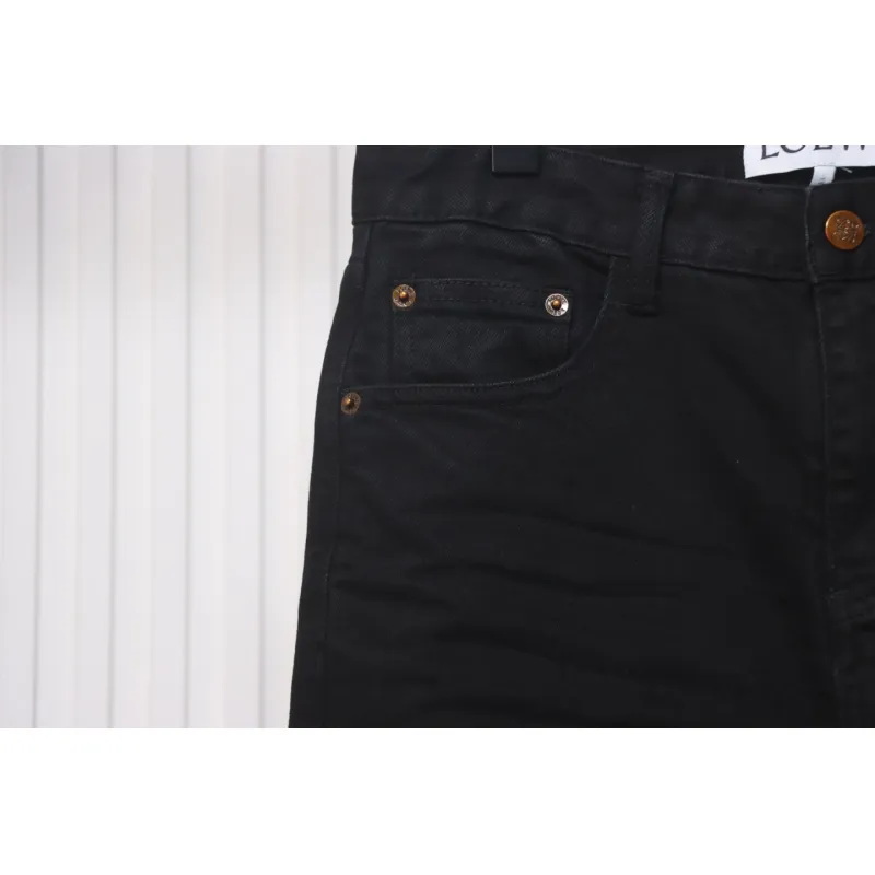 Loewe Jeans With Flame Embroidery And Logo On The Back Black