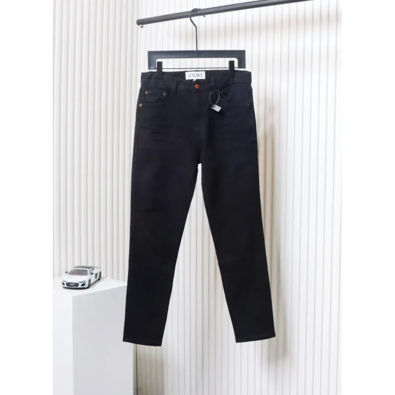 Loewe Jeans With Flame Embroidery And Logo On The Back Black