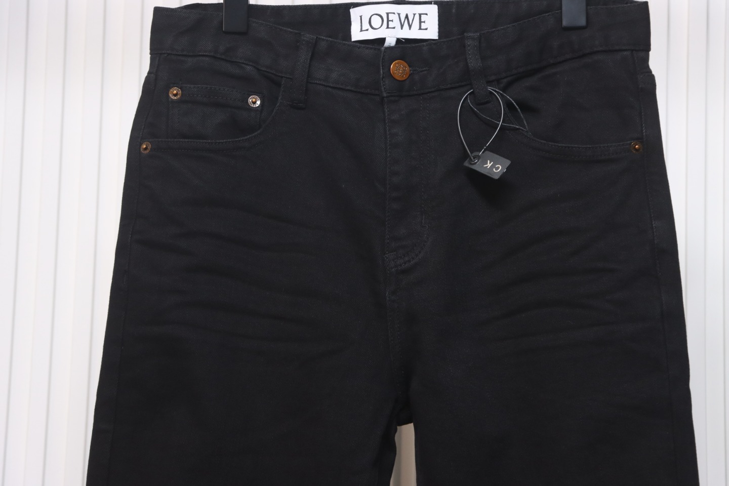 Loewe Jeans With Flame Embroidery And Logo On The Back Black