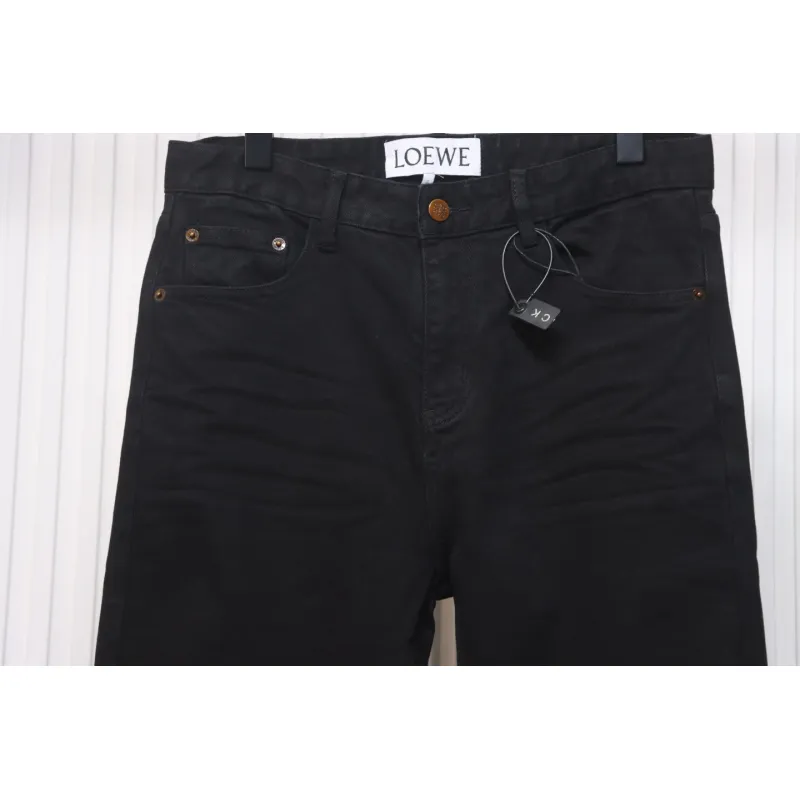 Loewe Jeans With Flame Embroidery And Logo On The Back Black