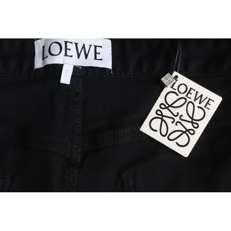 Loewe Jeans With Flame Embroidery And Logo On The Back Black