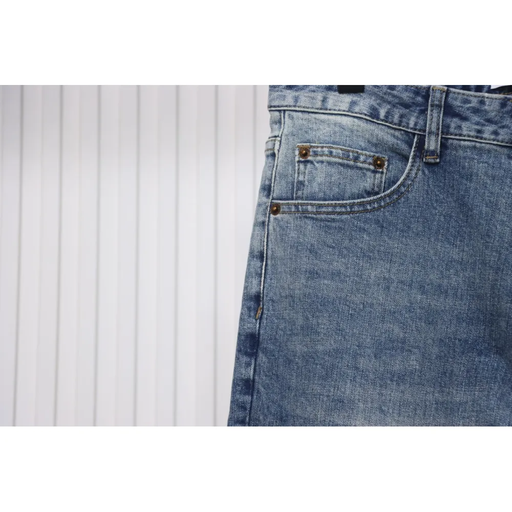 Loewe Jeans With Flame Embroidery And Logo On The Back Blue