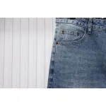 Loewe Jeans With Flame Embroidery And Logo On The Back Blue