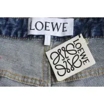 Loewe Jeans With Flame Embroidery And Logo On The Back Blue