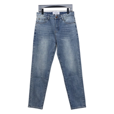 Loewe Jeans With Flame Embroidery And Logo On The Back Blue 01