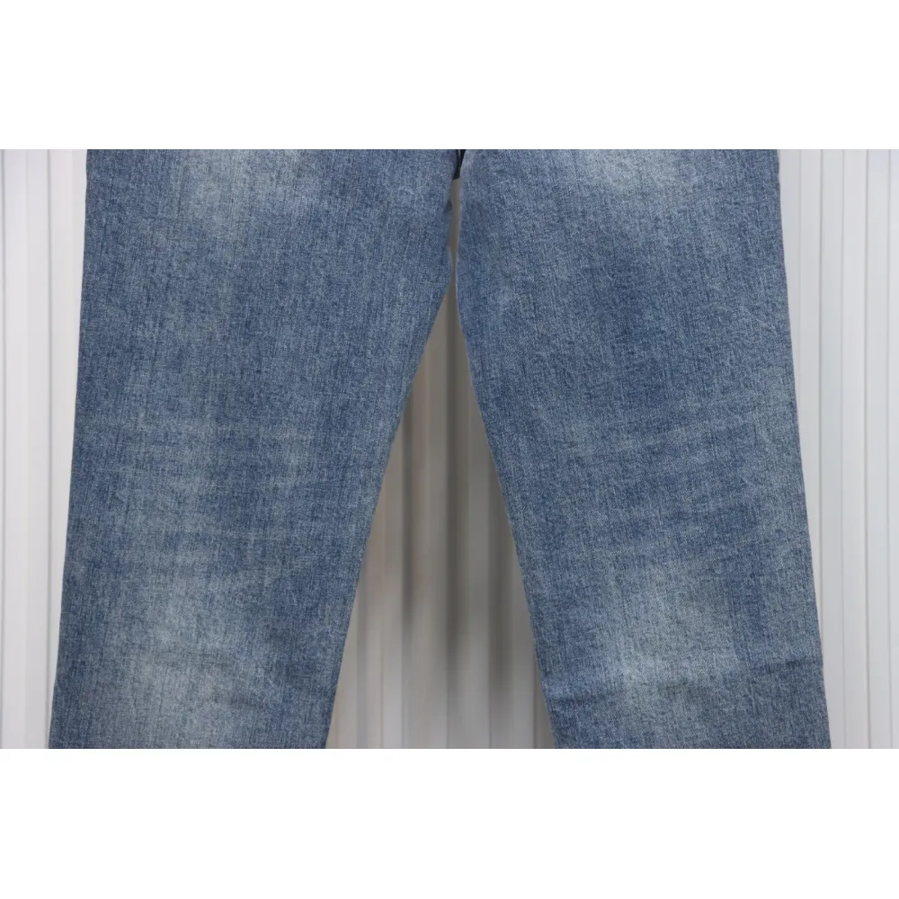 Loewe Jeans With Flame Embroidery And Logo On The Back Blue