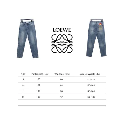 Loewe Jeans With Flame Embroidery And Logo On The Back Blue 02