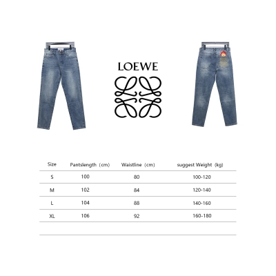 Loewe Jeans With Flame Embroidery And Logo On The Back Blue 02