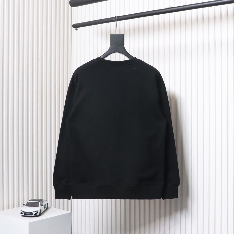 Loewe Neon Embroidery Fluorescent Pink Crew Neck Hoodie Black