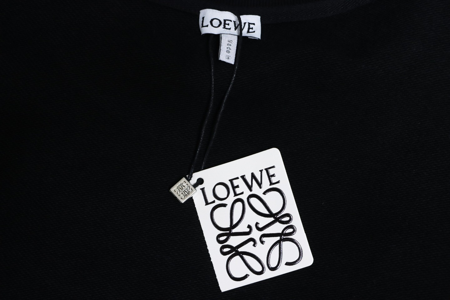 Loewe Neon Embroidery Fluorescent Pink Crew Neck Hoodie Black