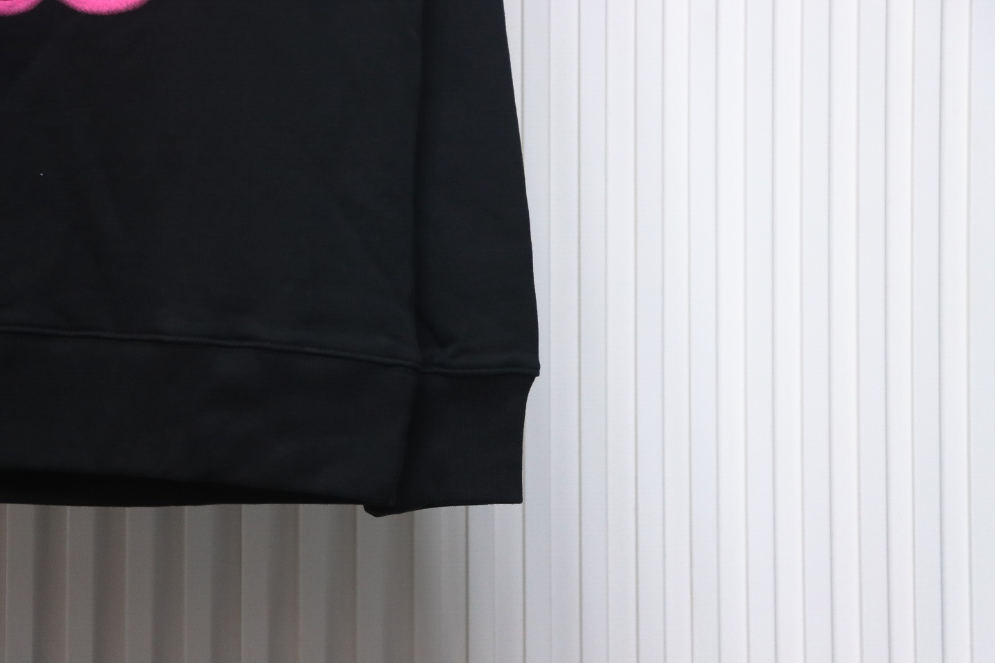 Loewe Neon Embroidery Fluorescent Pink Crew Neck Hoodie Black