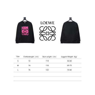 Loewe Neon Embroidery Fluorescent Pink Crew Neck Hoodie Black 02