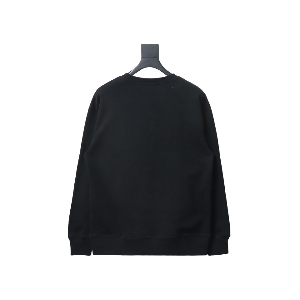 Loewe Neon Embroidery Fluorescent Pink Crew Neck Hoodie Black