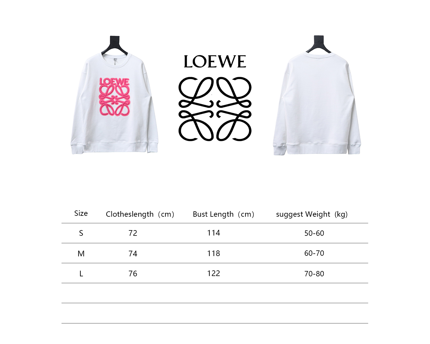 Loewe Neon Embroidery Fluorescent Pink Crew Neck Hoodie White