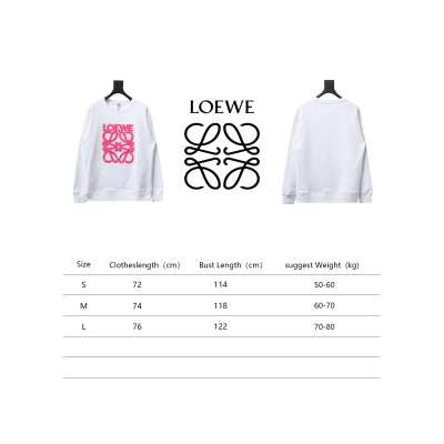 Loewe Neon Embroidery Fluorescent Pink Crew Neck Hoodie White 02
