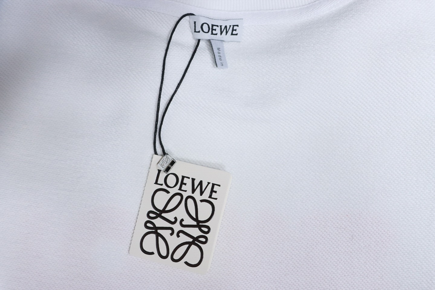 Loewe Neon Embroidery Fluorescent Pink Crew Neck Hoodie White