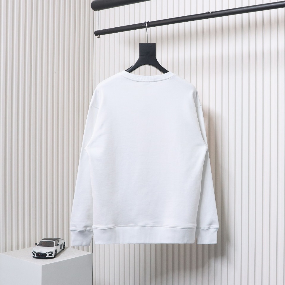 Loewe Neon Embroidery Fluorescent Pink Crew Neck Hoodie White