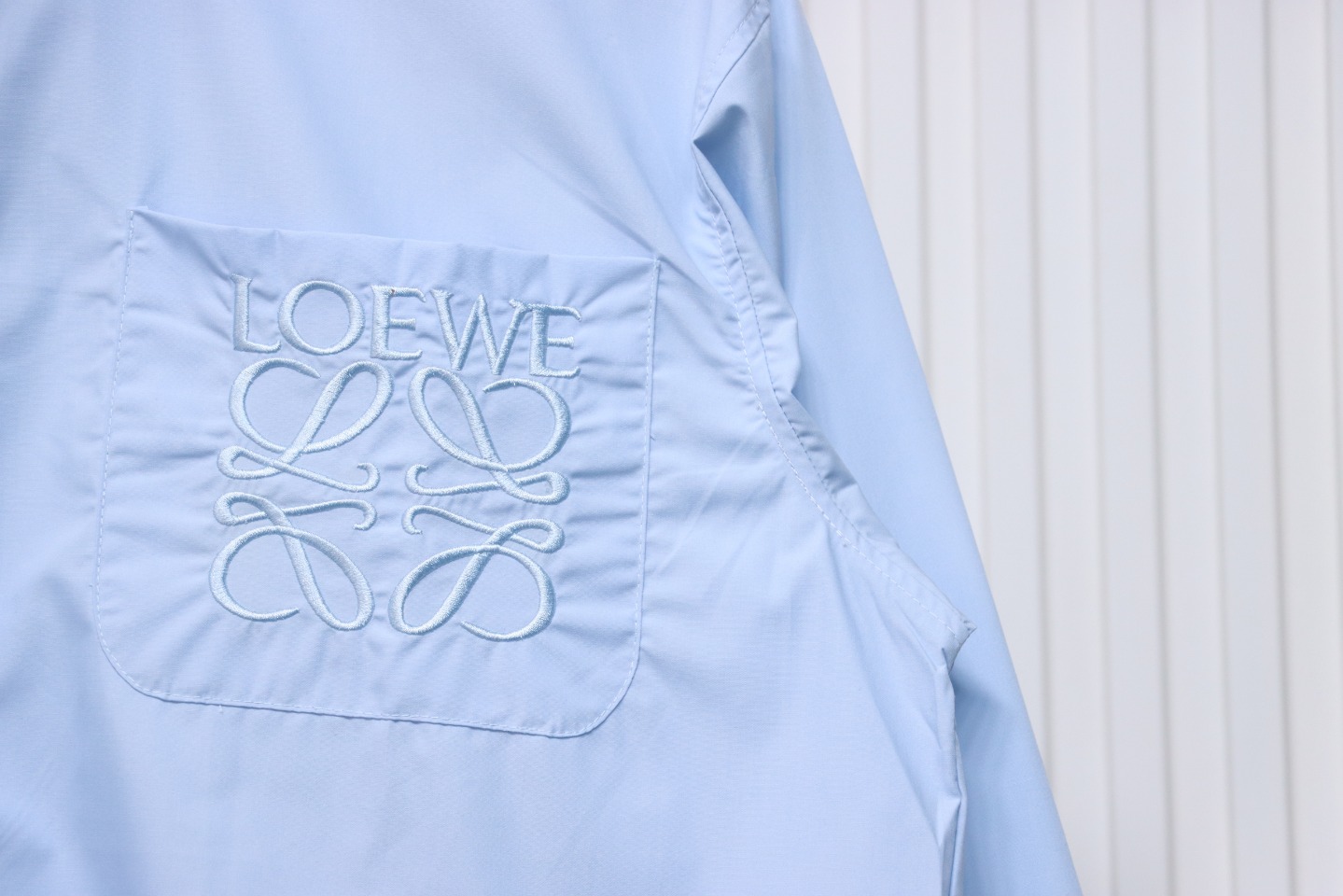 Loewe New Chest Pocket Cuffs Embroidered Logo Lapel Shirt Blue
