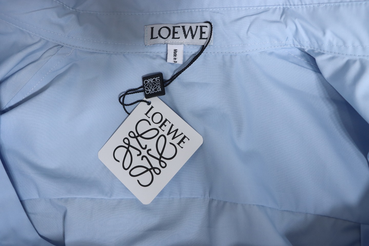 Loewe New Chest Pocket Cuffs Embroidered Logo Lapel Shirt Blue