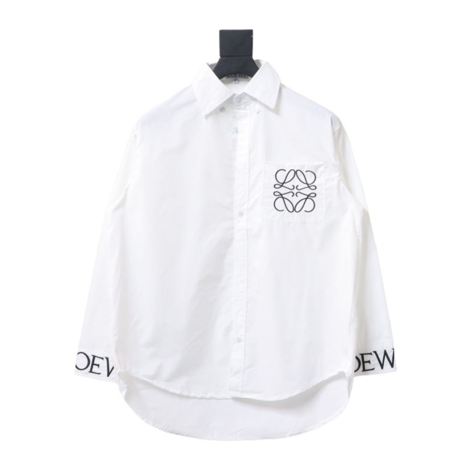 Loewe New Chest Pocket Cuffs Embroidered Logo Lapel Shirt White
