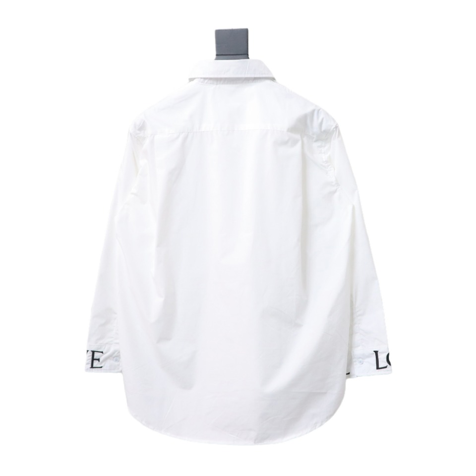 Loewe New Chest Pocket Cuffs Embroidered Logo Lapel Shirt White