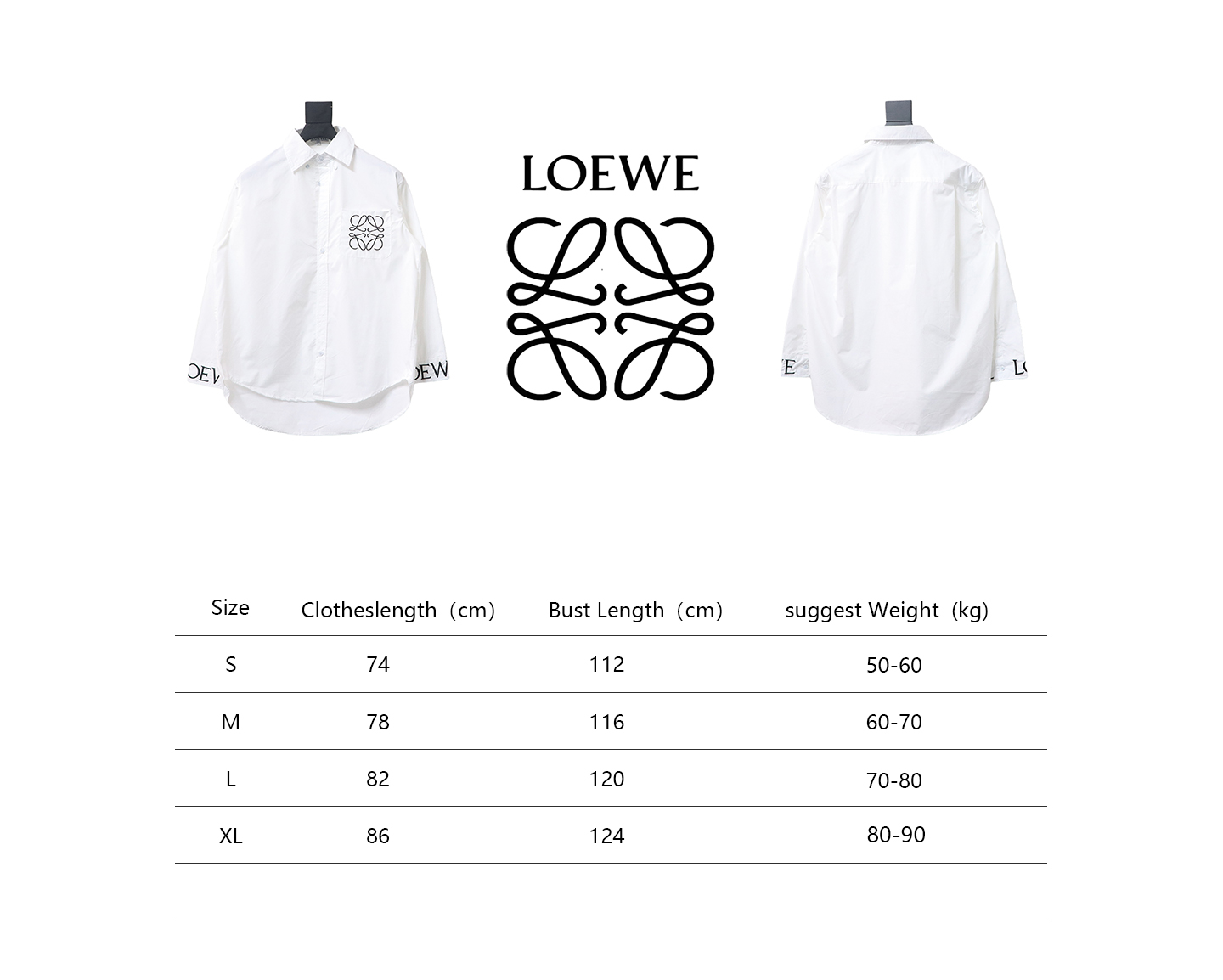 Loewe New Chest Pocket Cuffs Embroidered Logo Lapel Shirt White