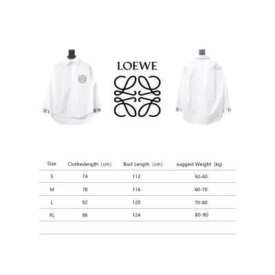 Loewe New Chest Pocket Cuffs Embroidered Logo Lapel Shirt White 02