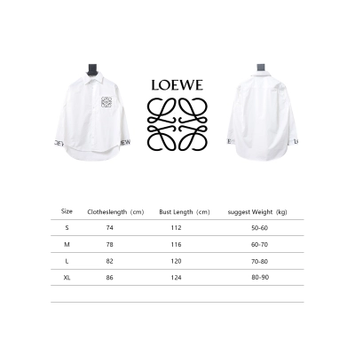 Loewe New Chest Pocket Cuffs Embroidered Logo Lapel Shirt White 02