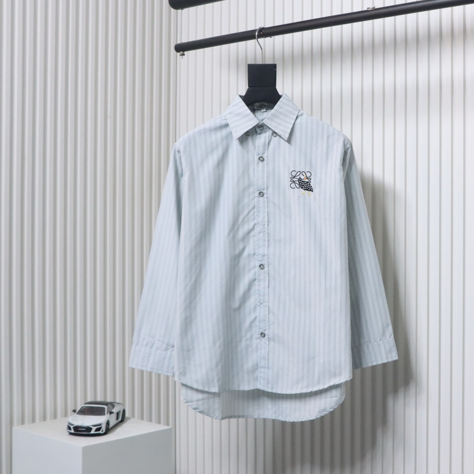 Loewe Pocket Guinea Fowl Embroidered Logo Lapel Shirt