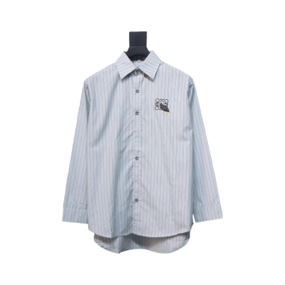 Loewe Pocket Guinea Fowl Embroidered Logo Lapel Shirt 01