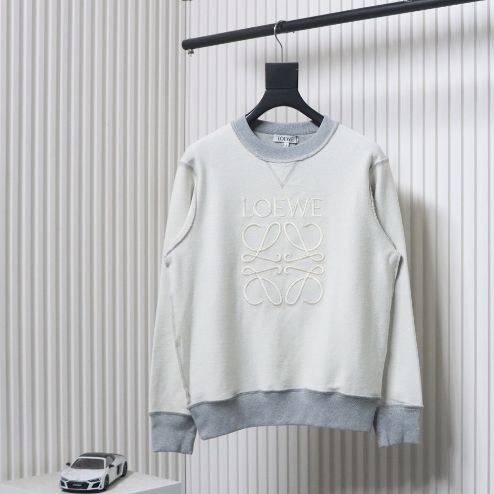 Loewe Reverse Colorblock Embroidery Crewneck Hoodie
