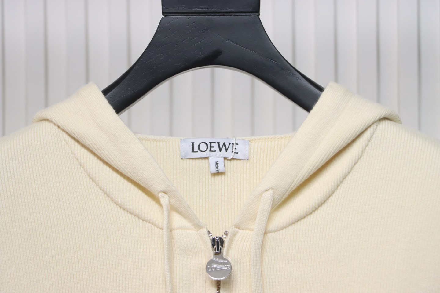 Loewe Wool Embossed Back Zip-Up Sweater Jacket Beige