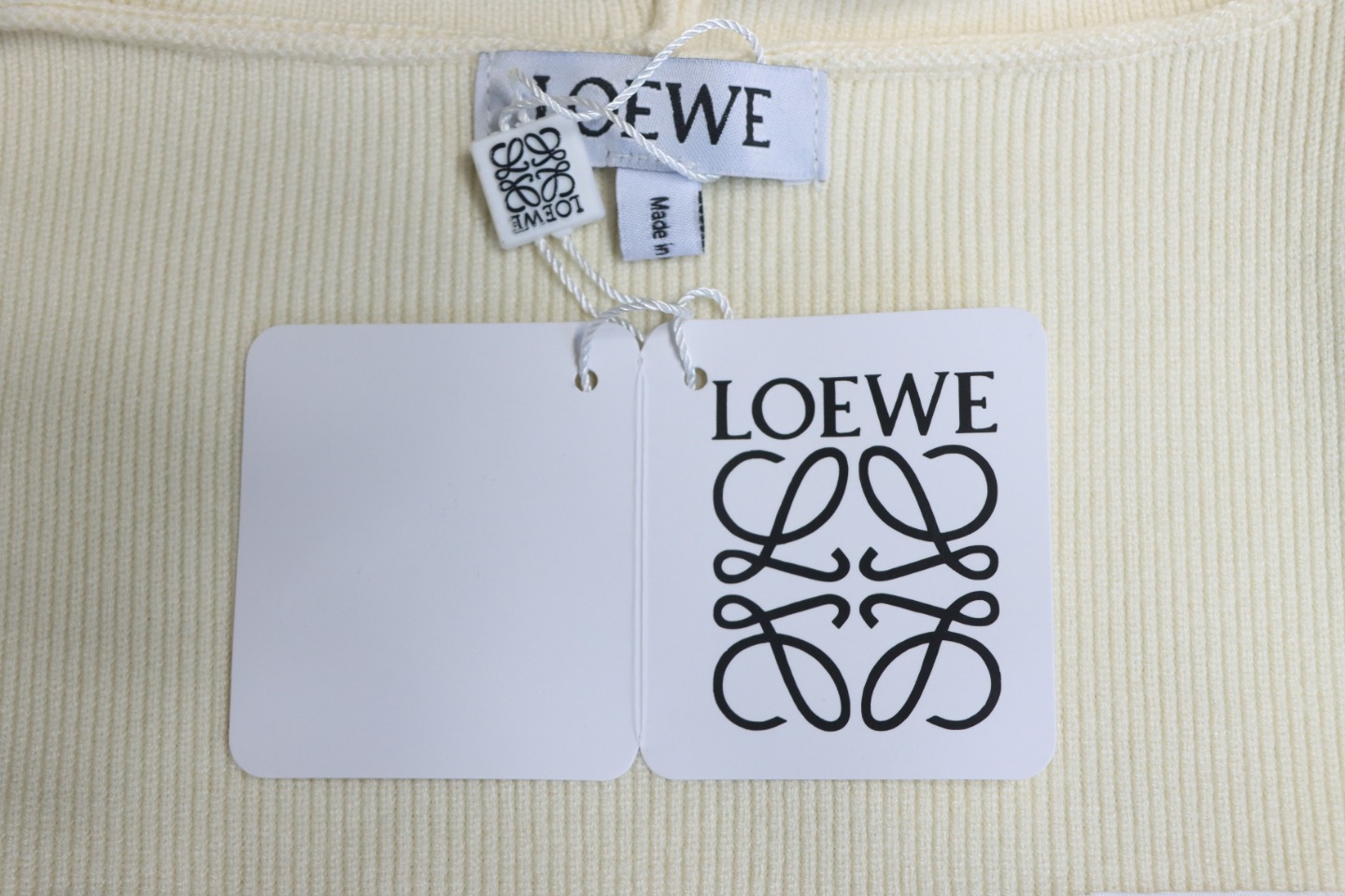 Loewe Wool Embossed Back Zip-Up Sweater Jacket Beige