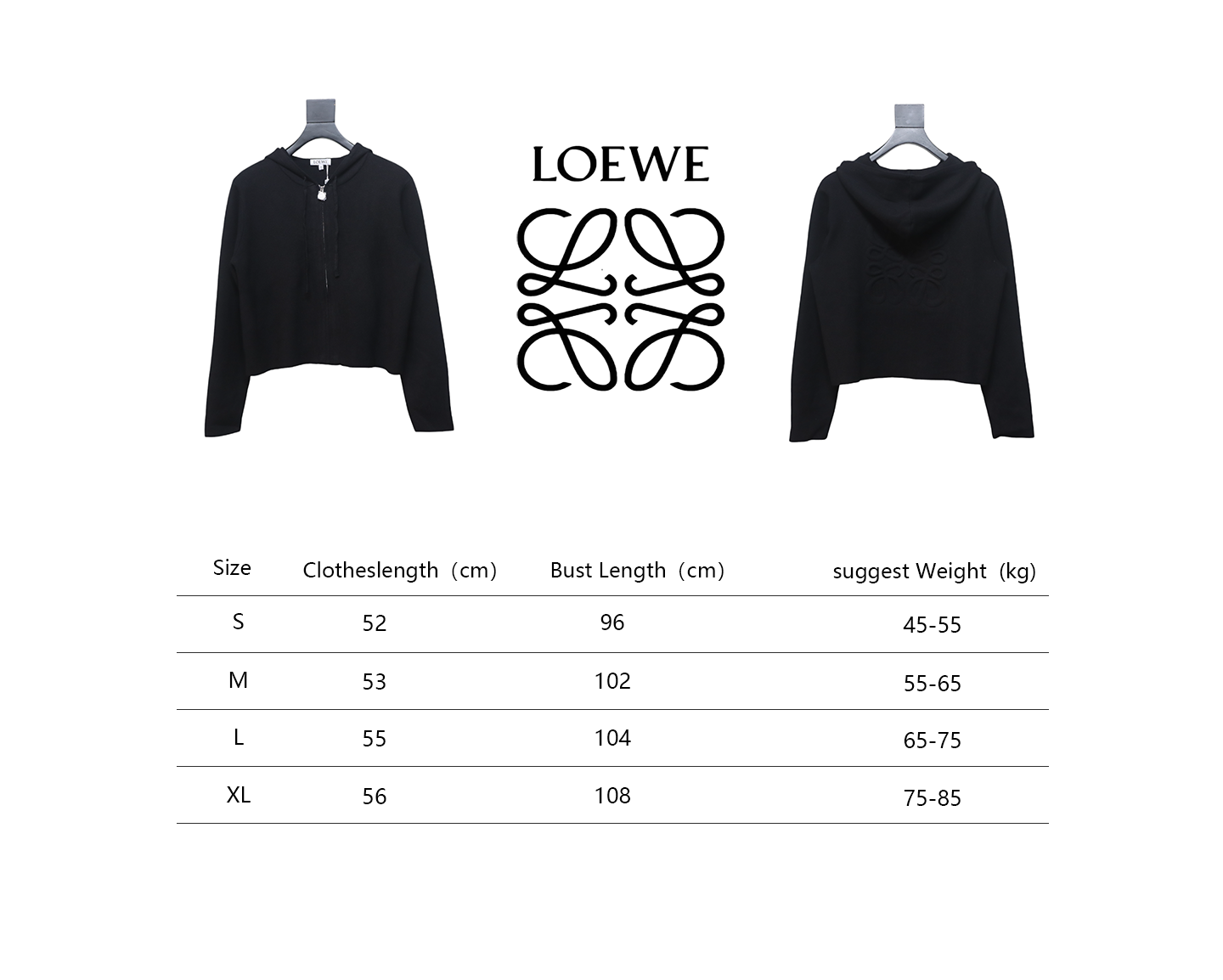 Loewe Wool Embossed Back Zip-Up Sweater Jacket Black