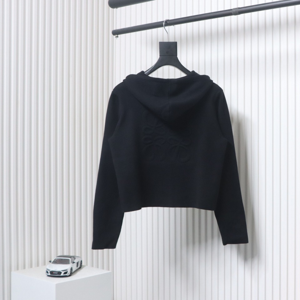 Loewe Wool Embossed Back Zip-Up Sweater Jacket Black