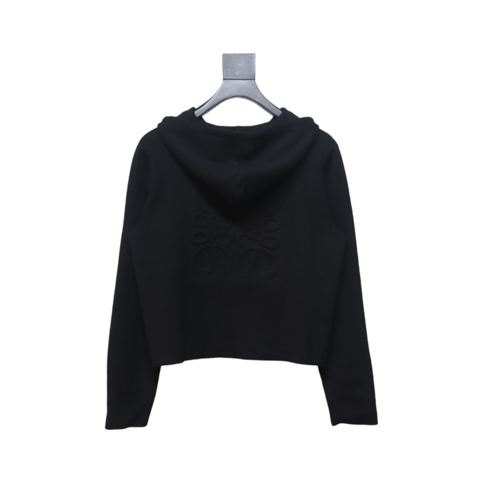Loewe Wool Embossed Back Zip-Up Sweater Jacket Black
