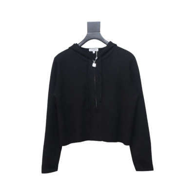 Loewe Wool Embossed Back Zip-Up Sweater Jacket Black 01