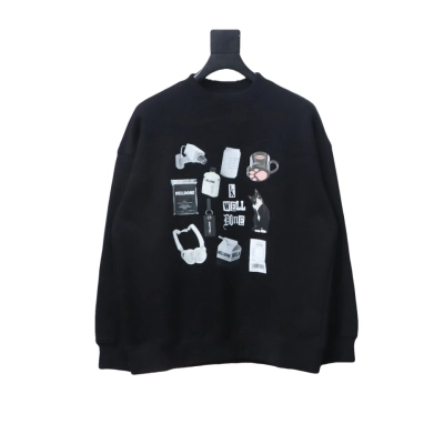 We11 Done 24FW Cup Kitten Crew Neck Hoodie Black 01