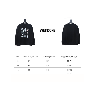 We11 Done 24FW Cup Kitten Crew Neck Hoodie Black 02