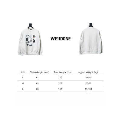 We11 Done 24FW Cup Kitten Crew Neck Hoodie Light Grey 02
